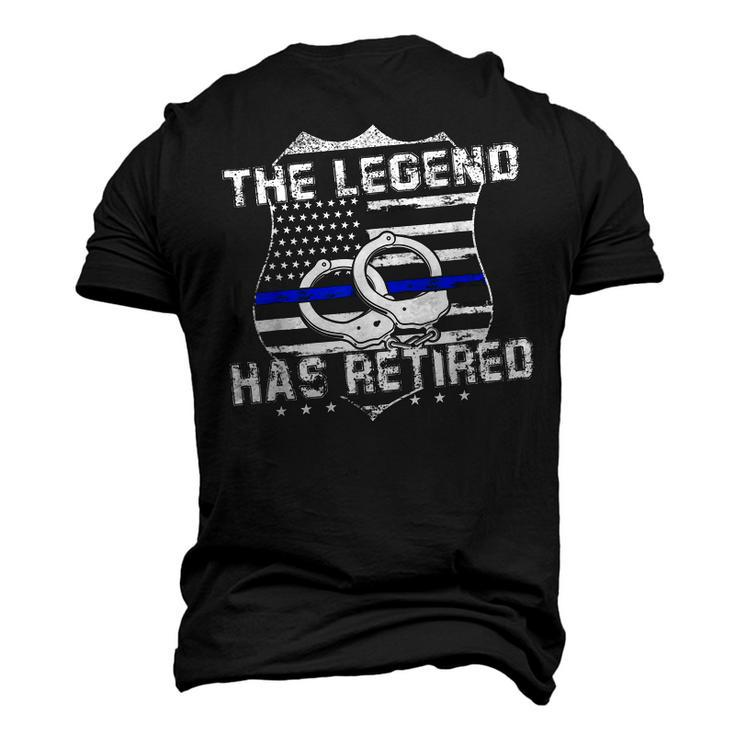 The Legend Has Retired Police Officer American Flag Men's 3D T-shirt Back Print