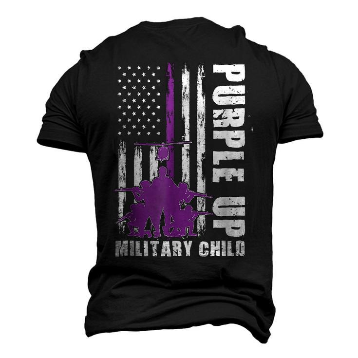 Military Child Month Us Flag Purple Up Military Kids Men's 3D T-Shirt Back Print