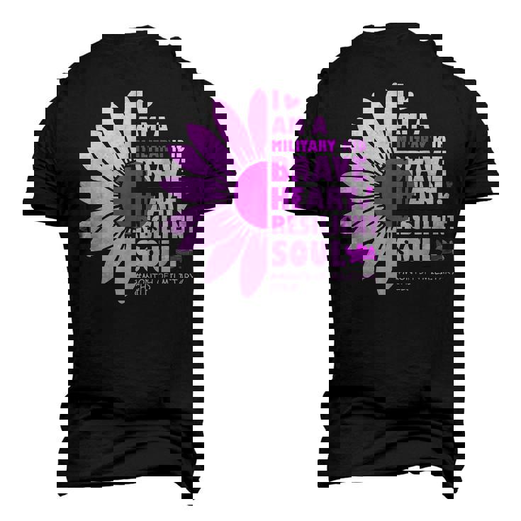 I Am A Military Kid Cute Sunflower Purple Up Month Military Men's 3D T-Shirt Back Print