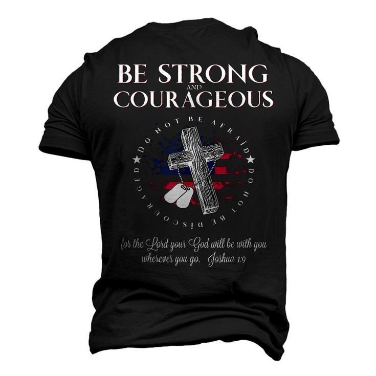 Military Be Strong And Courageous Christian Bible Quotes Men's 3D T-Shirt Back Print