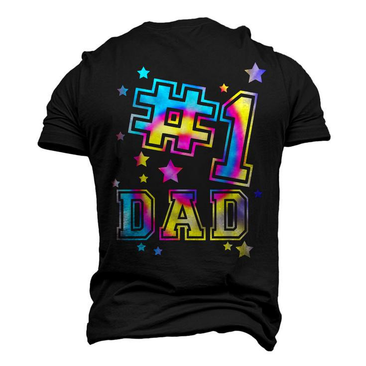 Number One 1 Dad Tie Dye Daddy Fathers Day Best Dad Ever Men's 3D T-shirt Back Print