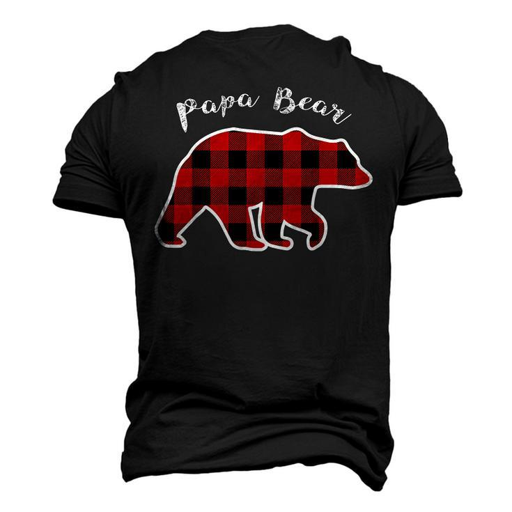 Papa Bear Men Red Plaid Christmas Pajama Dad Men's 3D T-Shirt Back Print