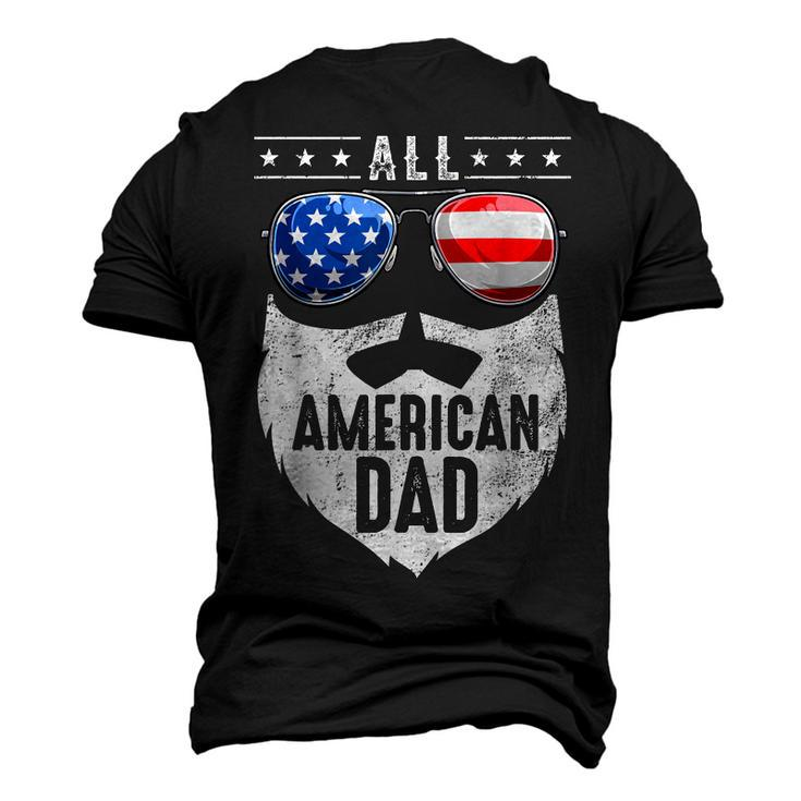 Patriotic Dad Beard Fathers Day All American Dad 4Th Of July Men's 3D T-Shirt Back Print