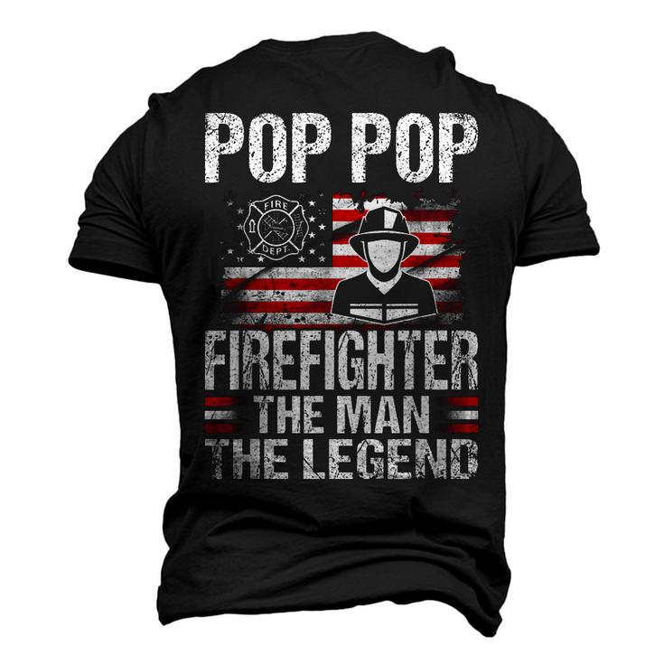 Pop Pop Firefighter The Man The Legend Retro Usa Flag Men's 3D T-shirt Back Print