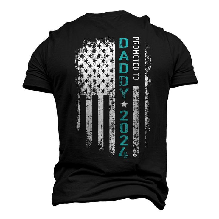 Promoted To Daddy 2024 Us American Flag For New Dad To Be Men's 3D T-Shirt Back Print