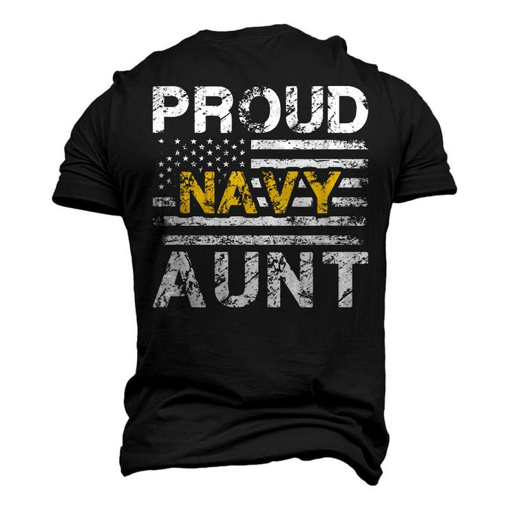 Proud Navy Aunt Us Flag Military Appreciation Graphic Men's 3D T-Shirt Back Print