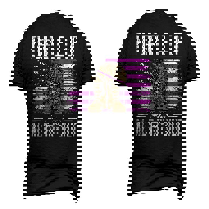 Purple Up Military Child Boots Us Flag April Month Military Men's 3D T-Shirt Back Print