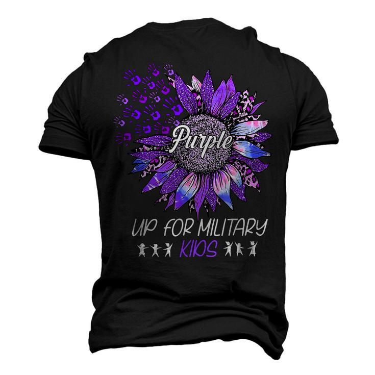 Purple Up For Military Kids Sunflower Purple Military Month Men's 3D T-Shirt Back Print