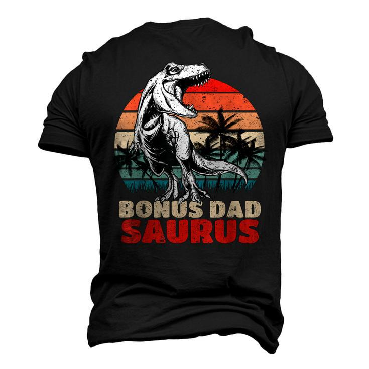 Retro Bonus Dadsaurus Rex Bonus Dad Saurus Dinosaur Men's 3D T-Shirt Back Print
