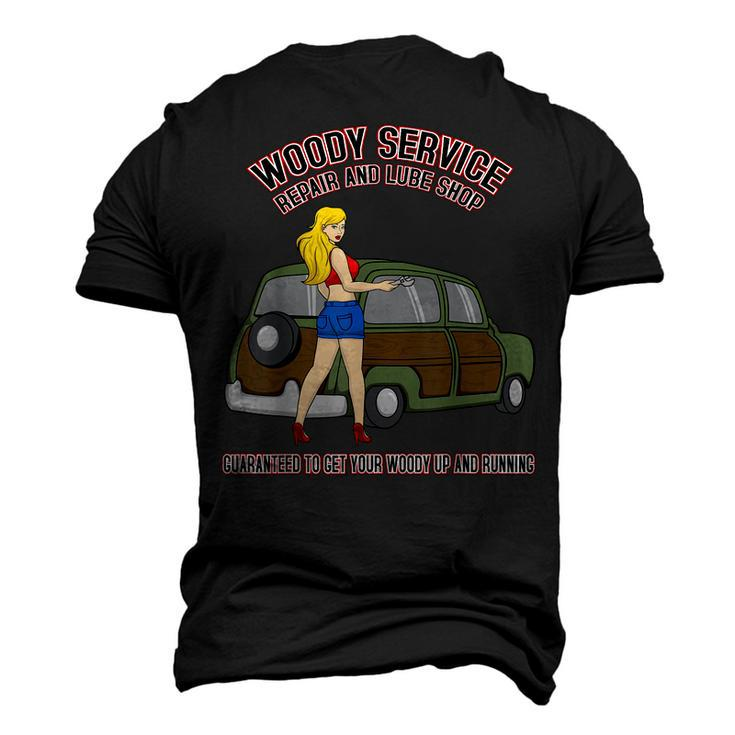 Retro Vintage Sexy Pinup Girl Mechanic Auto Big Woody Wagon Men's 3D T-Shirt Back Print