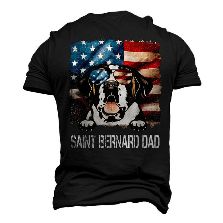 Saint Bernard Dad American Flag 4Th Of July Dog Fathers Day Men's 3D T-Shirt Back Print