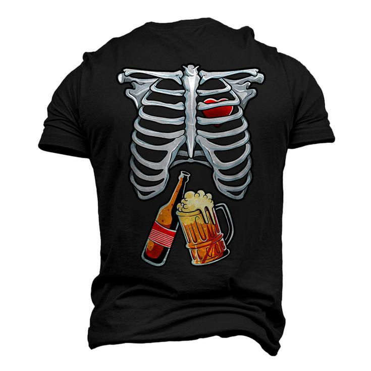 Skeleton Costume Halloween Beer Xray Matching Dad Men's 3D T-Shirt Back Print