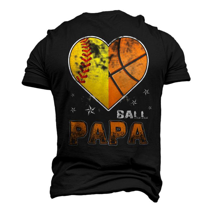Softball Basketball Papa Grandpa Cool Distressed Men's 3D T-Shirt Back Print