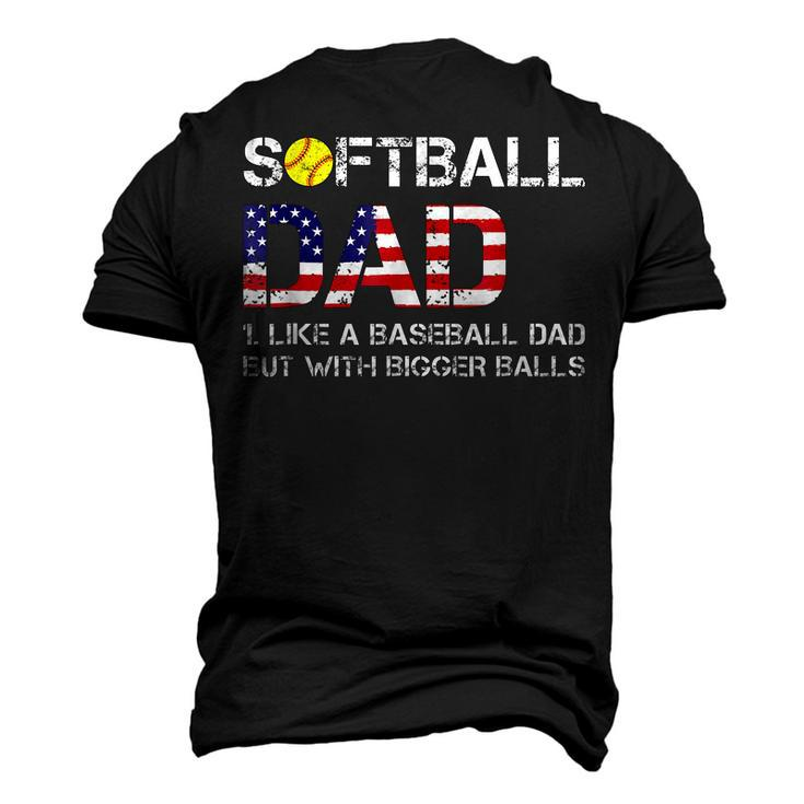 Softball Dad Baseball Bigger Balls Usa Flag Men's 3D T-Shirt Back Print