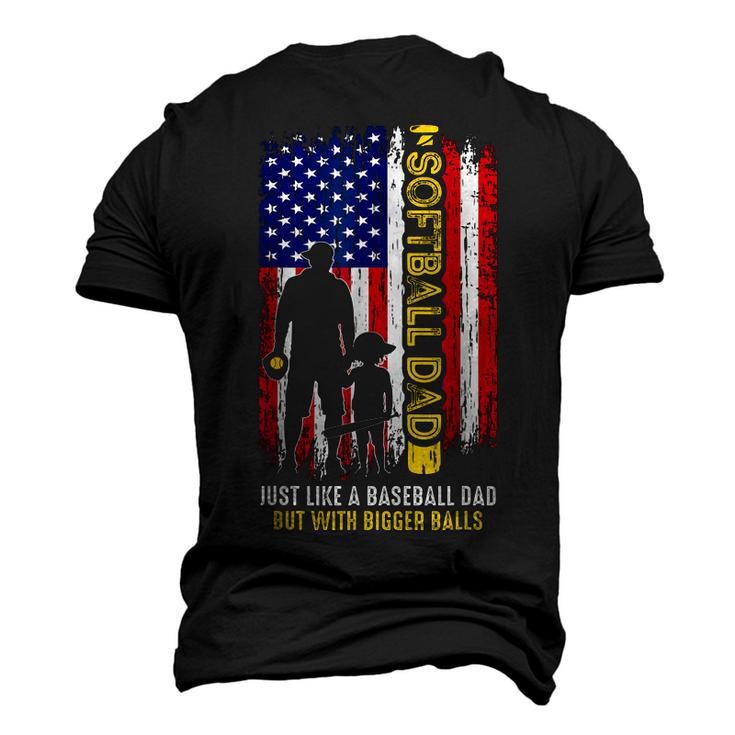 Softball Dad Like A Baseball Dad Usa Flag Fathers Day Men's 3D T-Shirt Back Print