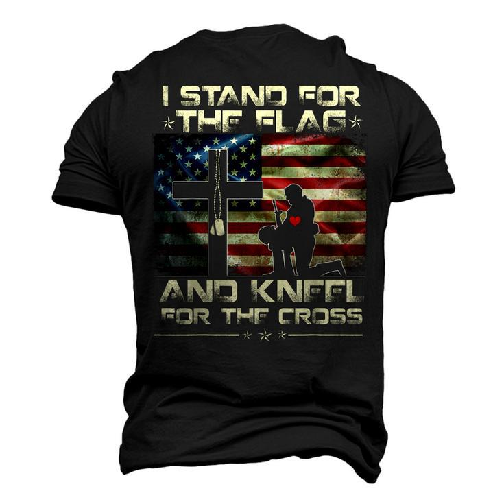 I Stand For The Flag And Kneel For The Cross Military Men's 3D T-Shirt Back Print