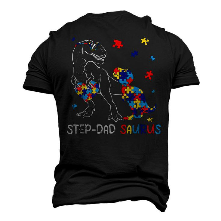 Step Dad Saurus Autism Awareness Day Autistic Dinosaur Men's 3D T-Shirt Back Print