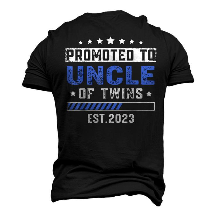 Twin Baby Shower Dad Promoted To Uncle Of Twins Est 2023 Men's 3D T-Shirt Back Print