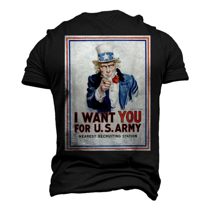 Uncle Sam I Want You For Us Army Vintage Poster Men's 3D T-Shirt Back Print