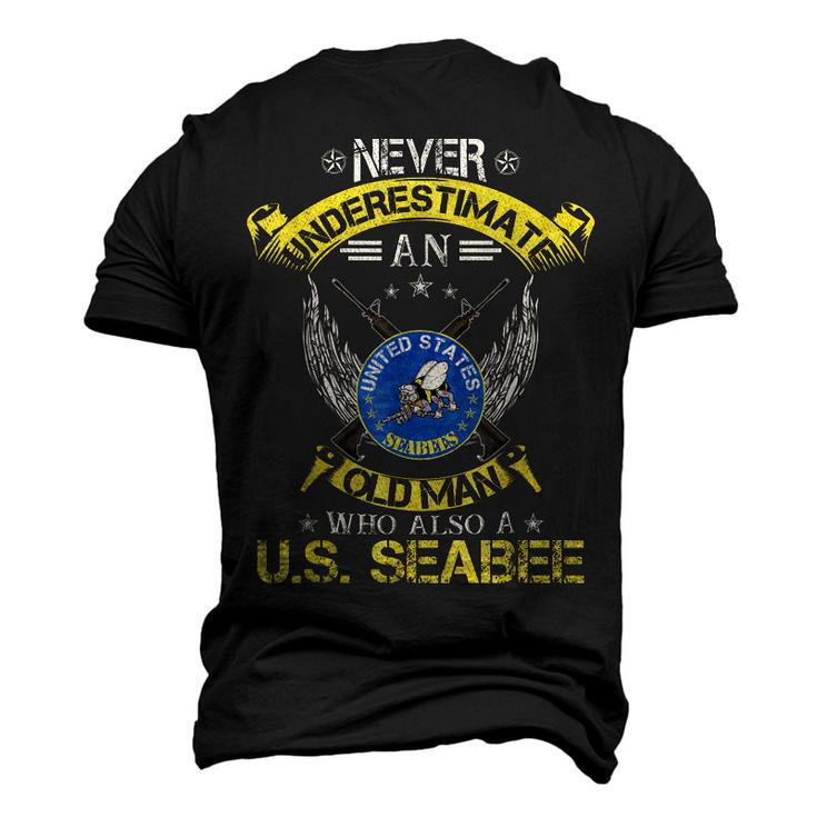 Never Underestimate An Old Man Us Seabee Military Veteran Men's 3D T-Shirt Back Print
