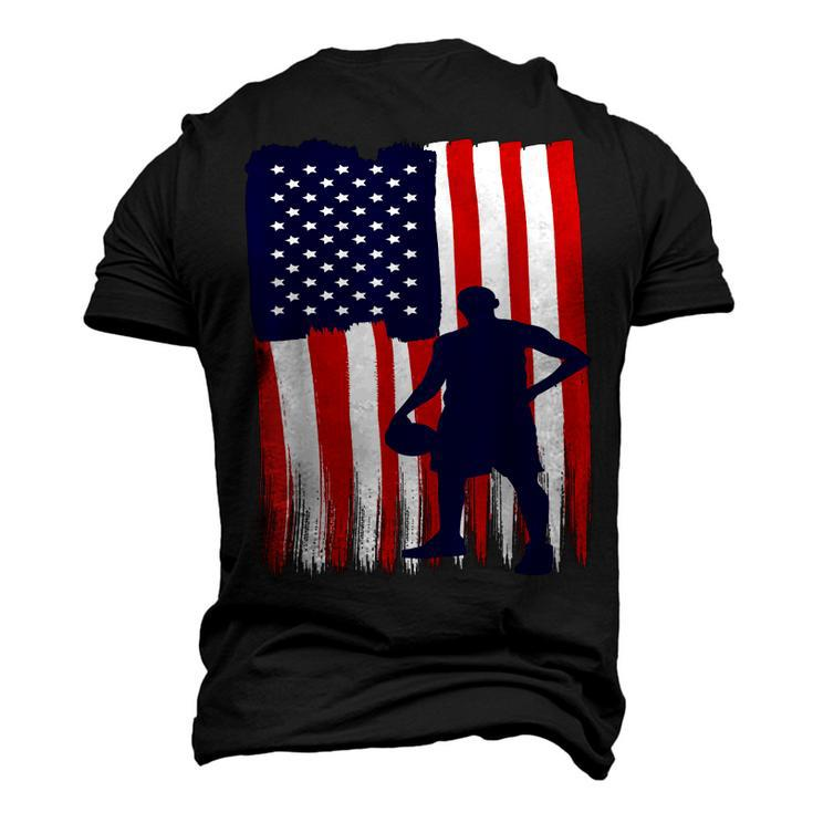 Vintage American Flag Basketball Adult Dad Mom & Kids Men's 3D T-Shirt Back Print