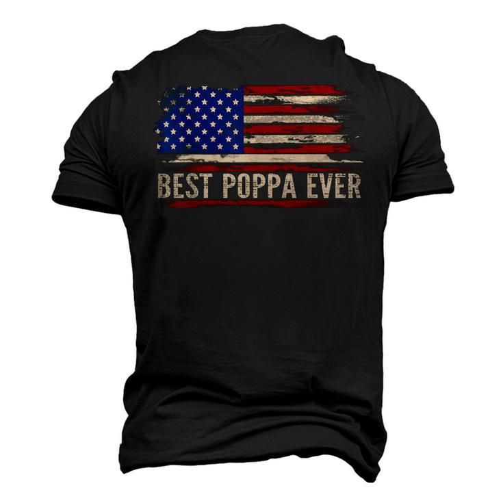 Vintage Best Poppa Ever American Flag Fathers Day Men's 3D T-Shirt Back Print
