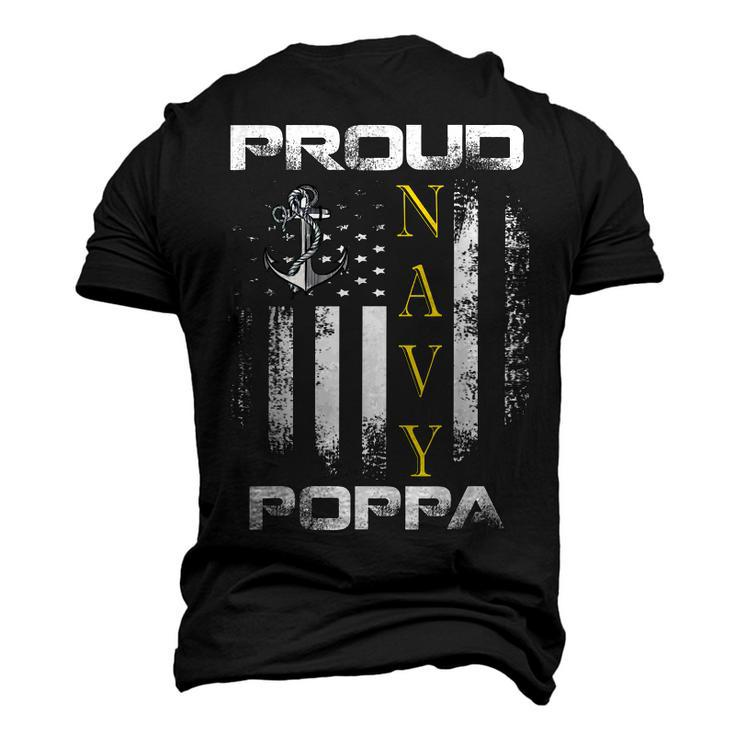 Vintage Proud Navy Poppa With American Flag Men's 3D T-Shirt Back Print