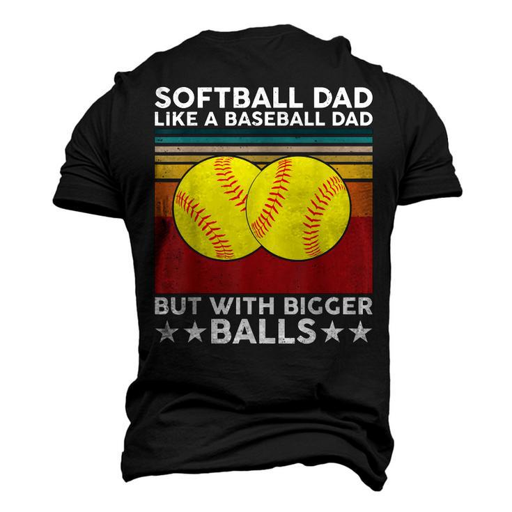 Vintage Softball Dad Like A Baseball Dad Us Flag Fathers Day Men's 3D T-Shirt Back Print