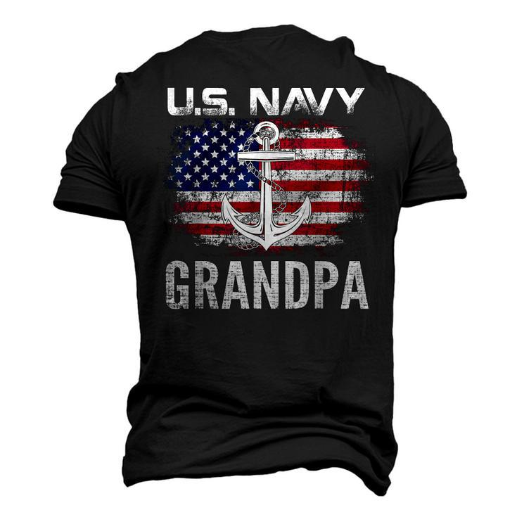 Vintage Us Navy With American Flag For Grandpa Men's 3D T-Shirt Back Print