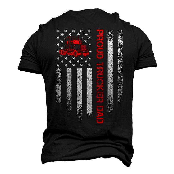 Vintage Usa American Flag Proud Trucker Truck Driver Dad Men's 3D T-Shirt Back Print