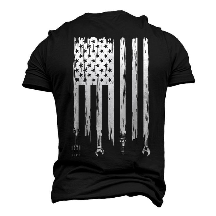 Wrench Piston American Flag Fathers Day Car Mechanic Garage Men's 3D T-Shirt Back Print