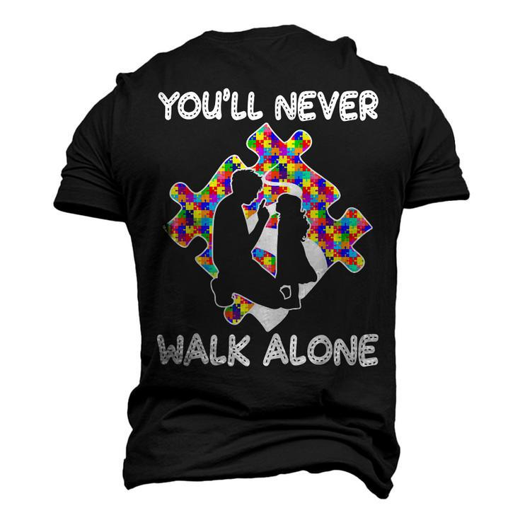 Youll Never Walks Alone Father Daughter Autism Dad Men's 3D T-Shirt Back Print