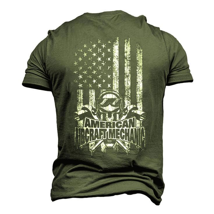 Aircraft Mechanic American Flag Skull And Ratchets Men's 3D T-Shirt Back Print