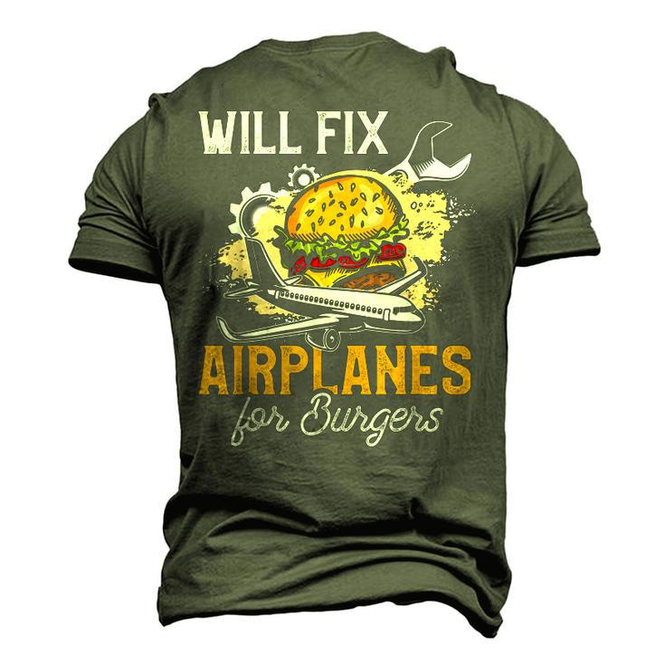 Aircraft Mechanic Fix Airplanes Burger Men's 3D T-Shirt Back Print