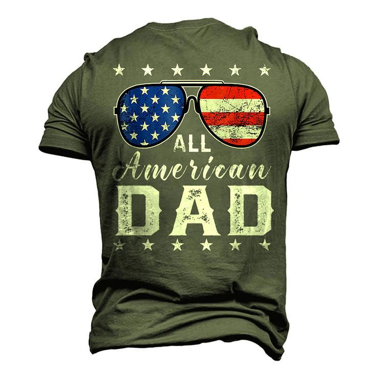 All American Dad 4Th Of July Usa America Flag Sunglasses Men's 3D T-Shirt Back Print