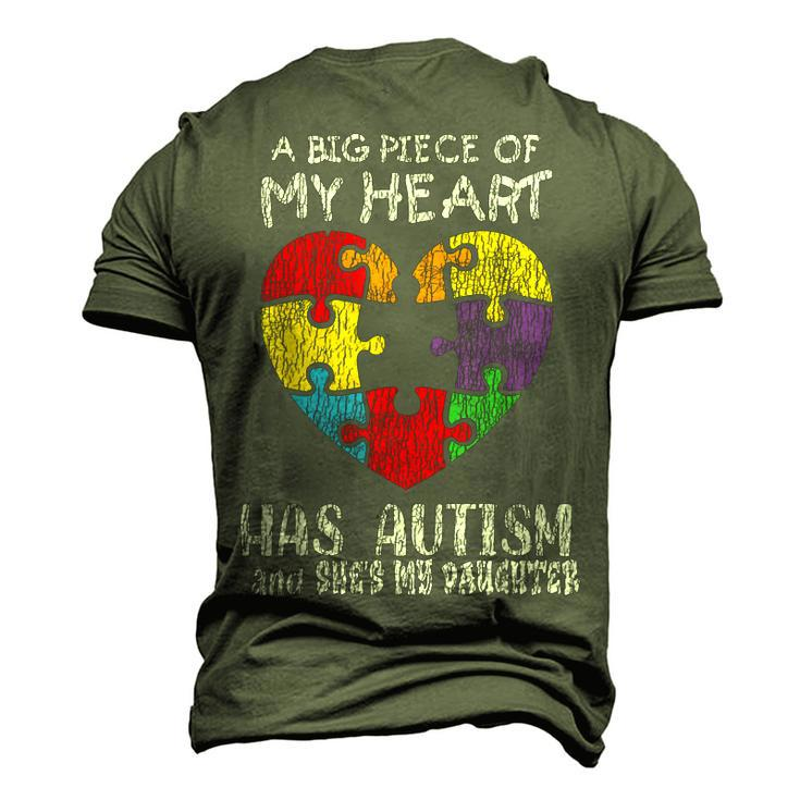 Autism Awareness Dad Mom Daughter Autistic Kids Awareness Men's 3D T-Shirt Back Print
