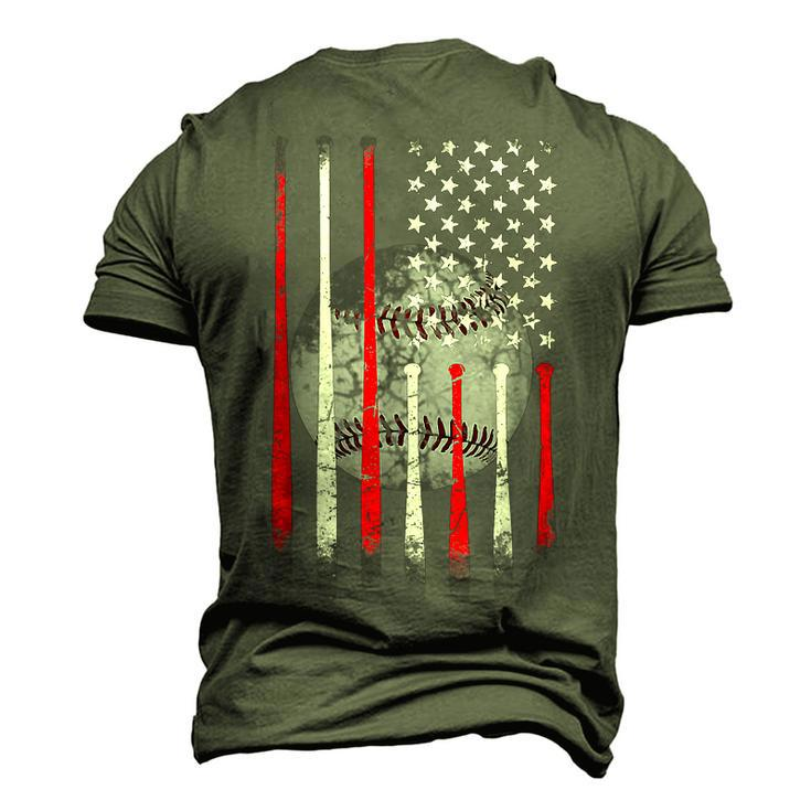 Baseball Usa Flag American Flag Vintage For Dad Fathers Day Men's 3D T-Shirt Back Print