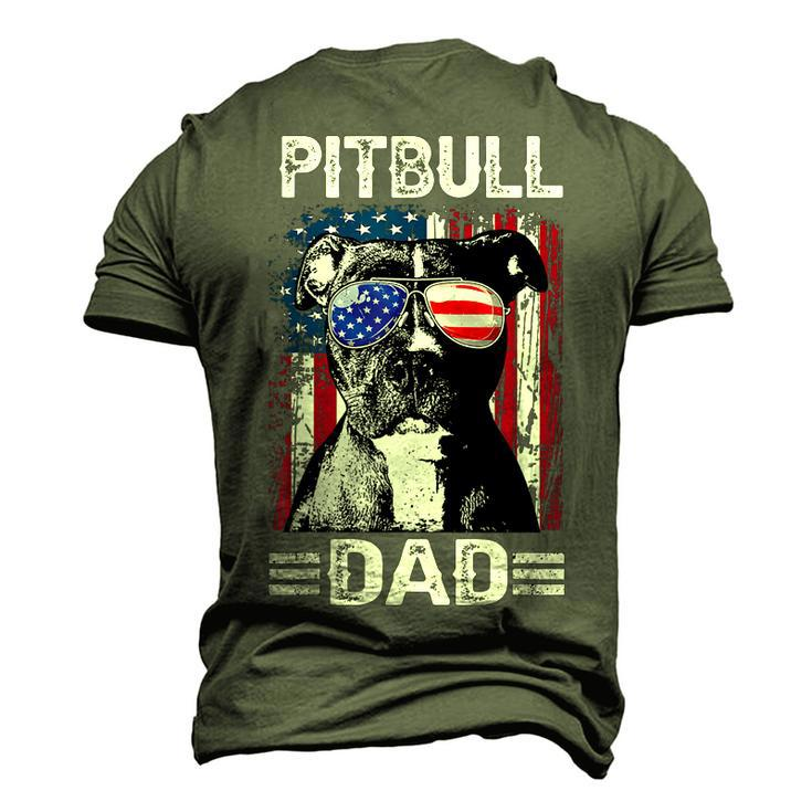 Best Pitbull Dad Ever American Flag 4Th Of July Men's 3D T-shirt Back Print