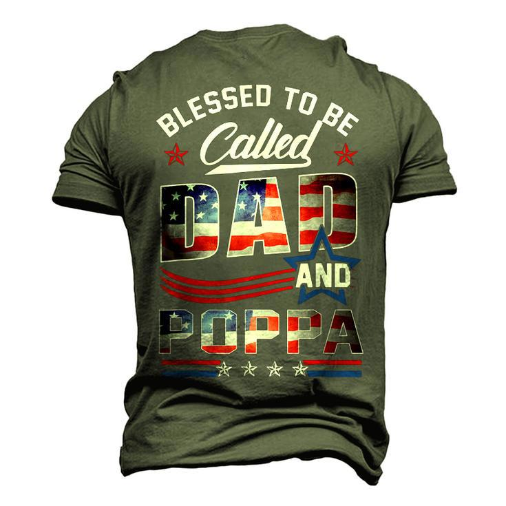 Blessed To Be Called Dad And Poppa Fathers Day America Flag Men's 3D T-Shirt Back Print