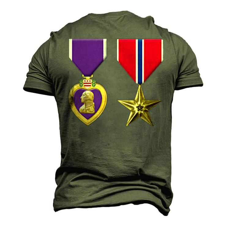 Bronze Star And Purple Heart Medal Military Personnel Award Men's 3D T-Shirt Back Print