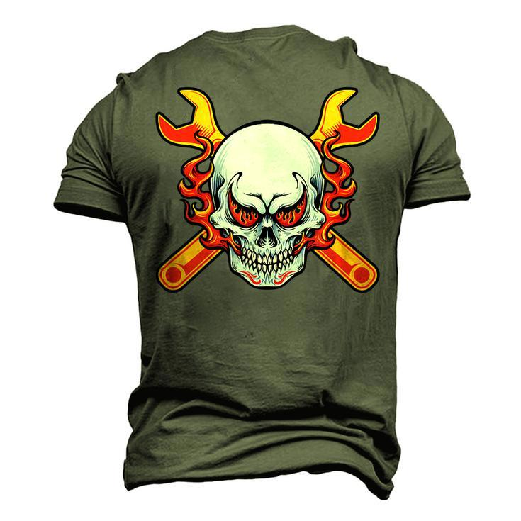 Car Mechanic Race Car Guy Auto Garage Diesel Skull Men's 3D T-Shirt Back Print