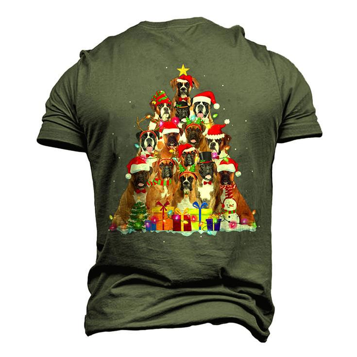 Christmas Pajama Boxer Tree Xmas Puppy Dog Dad Mom Men's 3D T-Shirt Back Print
