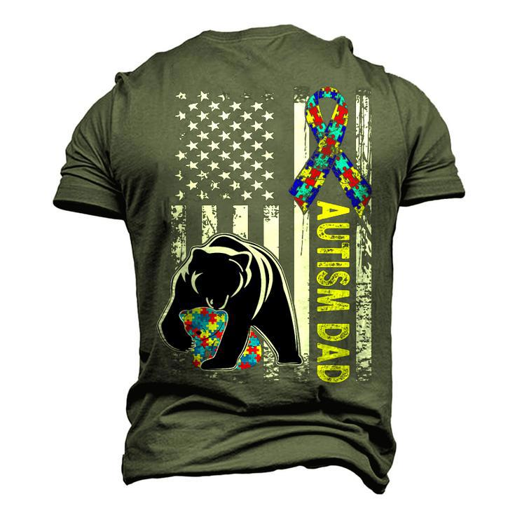 Dad Autism Awareness American Flag Autism Dad Daddy Men's 3D T-Shirt Back Print