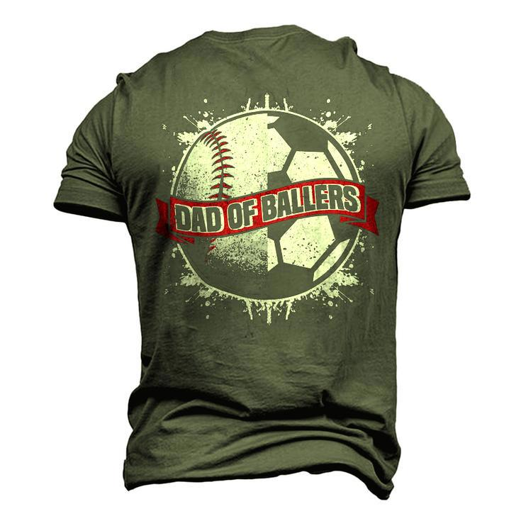 Dad Of Both Baseball Soccer Dad Of Ballers Men's 3D T-Shirt Back Print