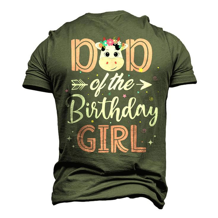 Dad Of The Birthday Girl Cow Farm Birthday Party Daddy Papa Men's 3D T-Shirt Back Print