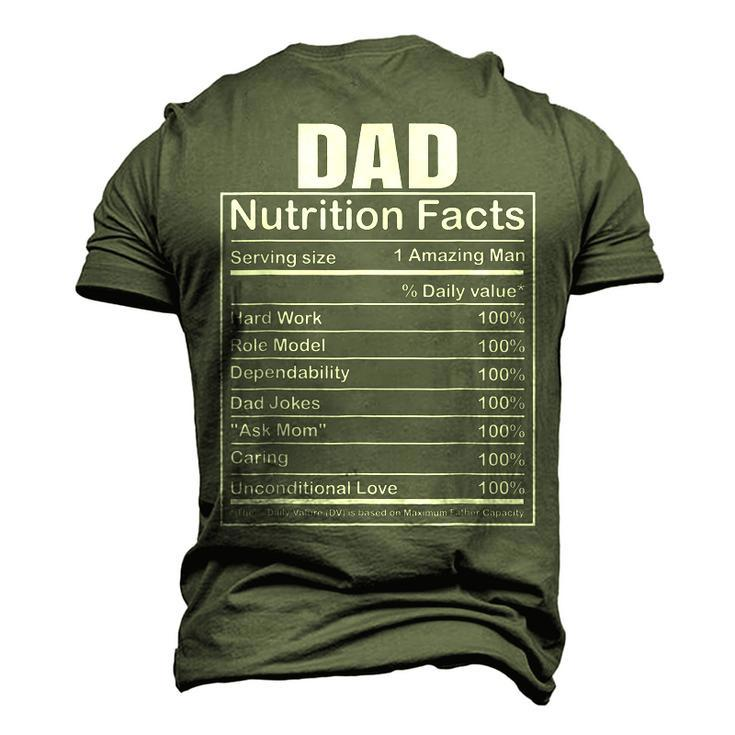 Dad Nutrition Facts Humorous Dad Quote For Fathers Day Men's 3D T-Shirt Back Print