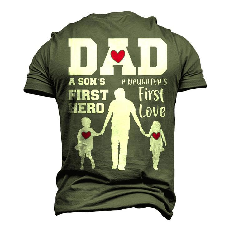 Dad Son First Hero Daughter First Love Fathers Day Men's 3D T-Shirt Back Print