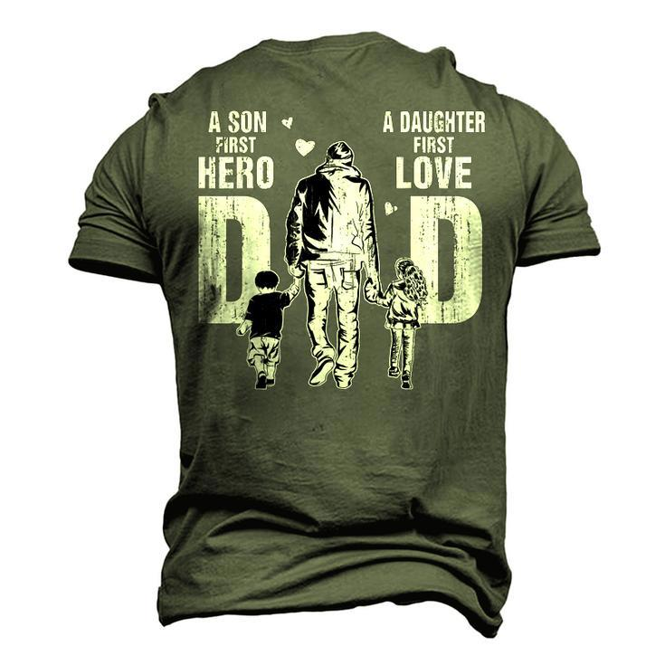 Dad A Sons First Hero A Daughters First Love Fathers Day Men's 3D T-Shirt Back Print