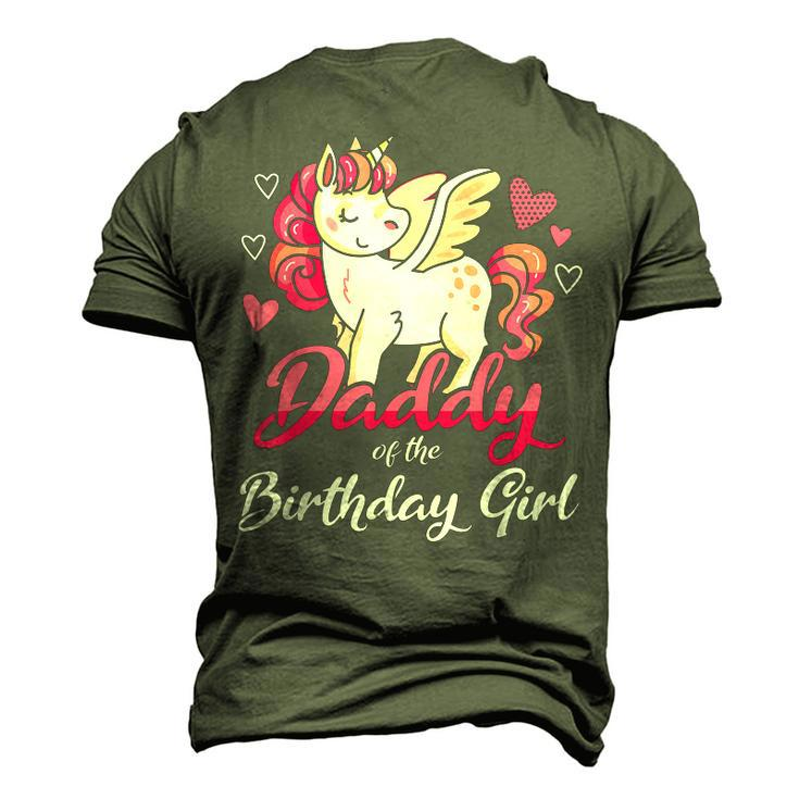 Daddy Of The Birthday Girl Father Unicorn Birthday Men's 3D T-Shirt Back Print