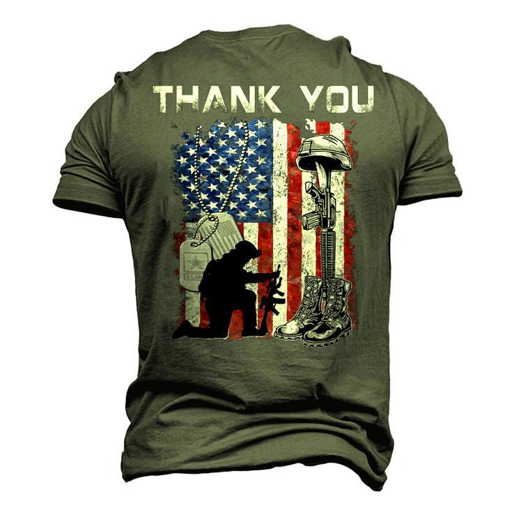 Distressed Memorial Day Flag Military Boots Dog Tags Men's 3D T-Shirt Back Print